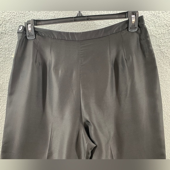NWT Amanda Smith Pure Silk Women’s Plus Black Flat Side Zip Up Pants Size 14 - Picture 8 of 16